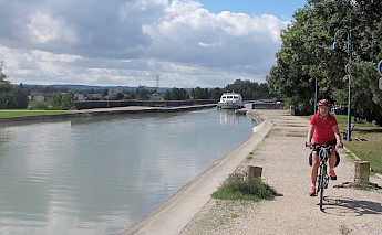 Garonne River Canal biking from Bordeaux to Toulouse, France.