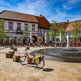 Fountain in a square, Strasbourg to Mainz. CC:TO
