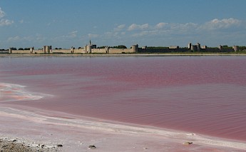 Pink Salt Lakes in Provence, France.