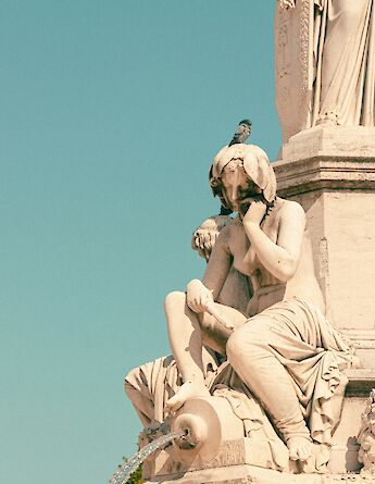 Bird on a fountain, Nimes, France. Unsplash:Chloe Martin