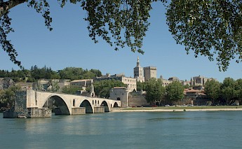 Palais des Papes & Rhône River in Avignon, France.