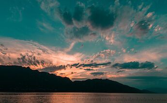 Lake Bourget at sunset, France. Unsplash:Mercvrie