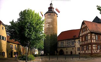 "Kurmainzische Schloss" (also Schloss Tauberbischofsheim) along the Tauber River on the Romantic Road. CC:Reinhard Kirchner
