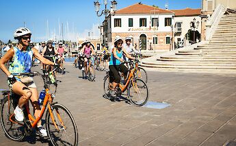 Biking through Venice, Italy.
