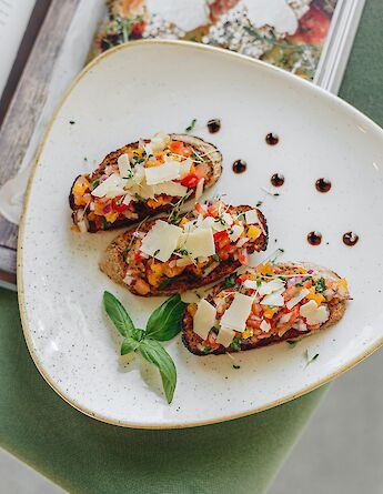 Bruschetta originates from Italy! Anna Bratiychuk@Unsplash