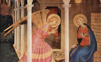 The Annunciation by Fra Angelico, 1395-1455 in Cortona, Arezzo, Italy.