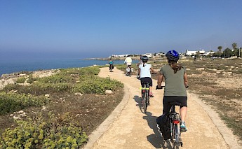 Biking along the coast on the Apulia Italy Bike Tour!