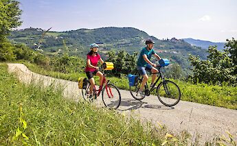 Cycling along the bicycle paths, Piedmont, Italy. CC:TO