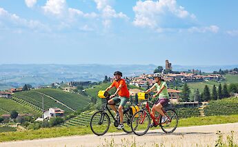 Cycling past Montforte, Piedmont, Italy. CC:TO