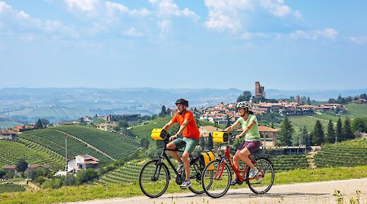 Cycling past Montforte, Piedmont, Italy. CC:TO