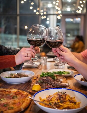 Italian food with wine. Unsplash:Davey Gravy