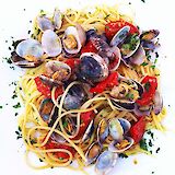 Seafood pasta in Sardinia, Italy. CC:Popo le Chien