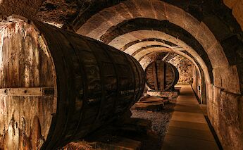 Wine barrels in a cellar in Laguardia, Spain. Unsplash:Mario La Pergola