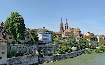 Basel along the Rhine River in Switzerland. CC:Taxiarchos228