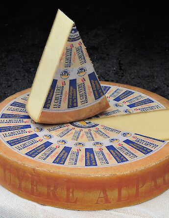 The famous Gruyère cheese from Gruyères, Switzerland. CC:Gruyère alpage