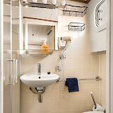 Typical bathroom on board, Elisabeth van Aemstel, Bike and boat tour