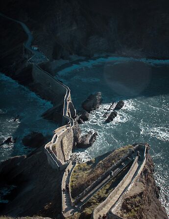Walkway at San Juan de Gaztelugatxe from above, Spain. Unsplash:Javier Esteban