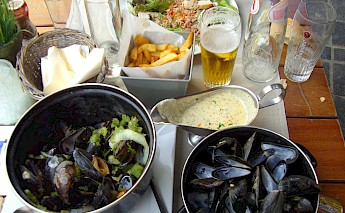 Mussels & fries, a Belgian lunch. EandJS Film Crew@Flickr