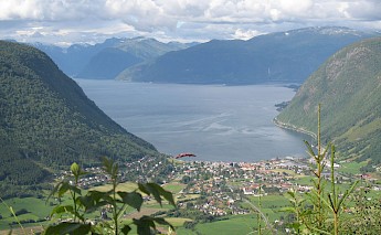 Vik on the southern shore of Sognefjorden in district Sogn, Norway. CC:Iz48