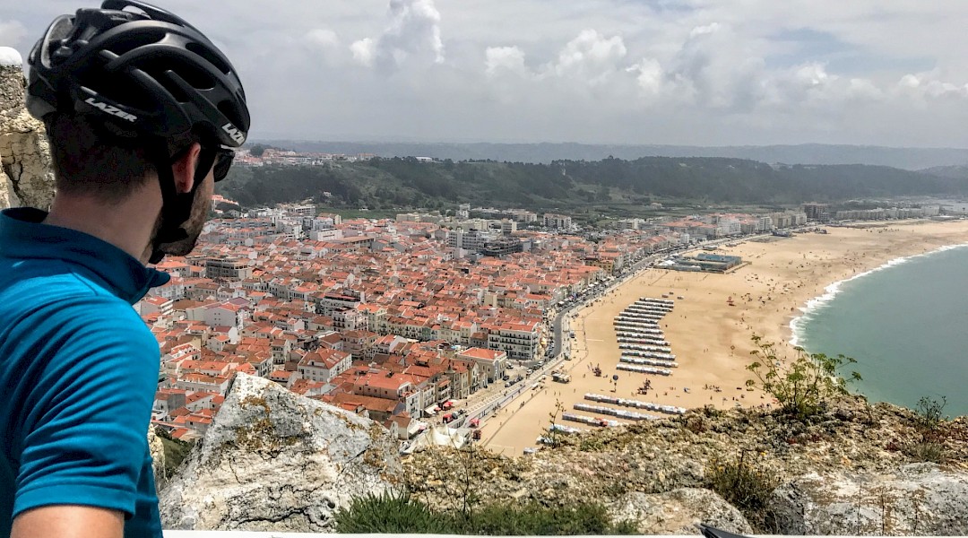 Biking in Nazaré, Portugal on the Madrid to Lisbon Road Bike Tour