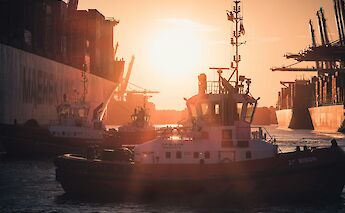 Hamburg docks at sunset, Germany. Patrick Rosenkranz@Unsplash
