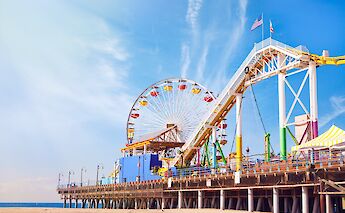 Pacific Ferris Wheel of Santa Monica Pier, California, USA. stellalevi@iStock