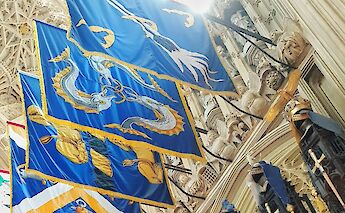 Banners inside Henry VII Chapel, Westminster Abbey, London, England. CC:JRennocks