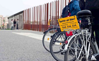 Bikes parked at the Berlin Wall, Germany. CC:Berlin on Bike