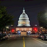 Capitol Hill at night, Washington DC. Flickr:John Brighenti
