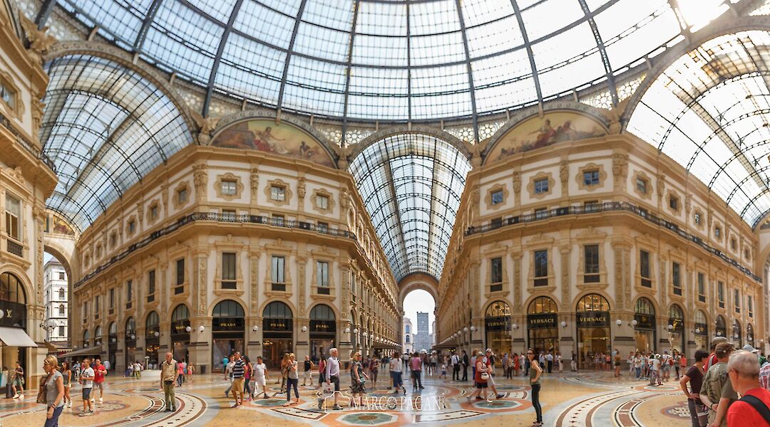 Galleria Vittorio Emanuele II, a large shopping center in Milan, Lombardy, Italy. CC:Marco Pagani