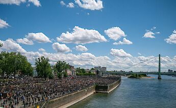 Barge on the Rhine, Cologne, Germany. Maxim Abramov@Unsplash