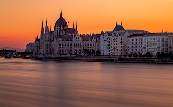 The Hungarian Parliament Building, known as the parliament of Budapest, at sunset. Unsplash:Seth Fogelman