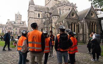 Tour group gathering, Dublin, Ireland. CC:Lazy Bike Tours