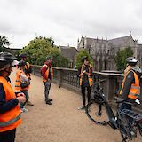 Tour group listening to the guide, Dublin, Ireland. CC:Lazy Bike Tours