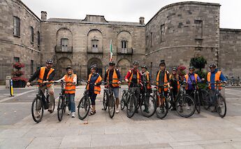 Tour group outside Kilmainham Jail, Dublin, Ireland. CC:Lazy Bike Tours