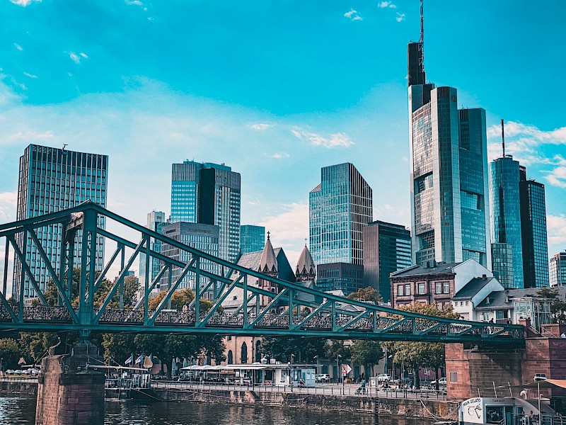Frankfurt bridges and high rises, Germany. Unsplash:Sinan Erg