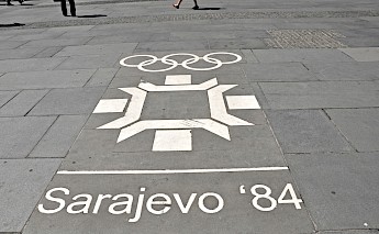 1984 Winter Olympics logo, Sarajevo. Flickr:Jennifer Boyer
