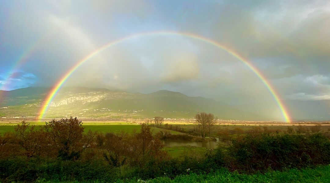 Rainbow over the fields in Konavle, near Dubrovnik. Unsplash: U Queen Lj