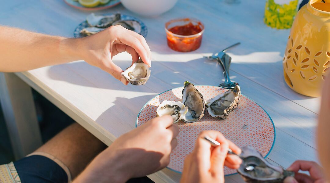 Eating oysters outside. Charlotte Harrison@Unsplash
