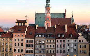 Buildings of Warsaw at dusk, Poland. Unsplash:Maksym Harbar