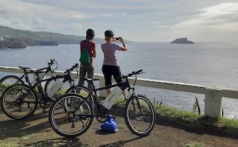 Capturing beautiful photographs of the ocean, Monte Brasil, Terceira Island.