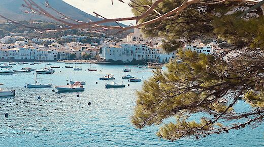 Viewing Cadaqu&eacute;s through trees, Spain. Unsplash:Marc de Jaime