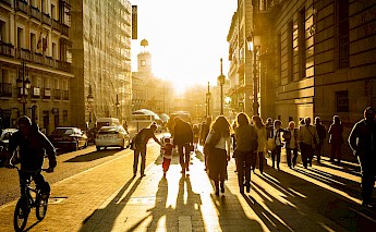 Street in Madrid at sunset. Unsplash:Robert Tjalondo
