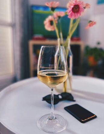 Glass of French wine. Unsplash@Mathieu Rakotovao