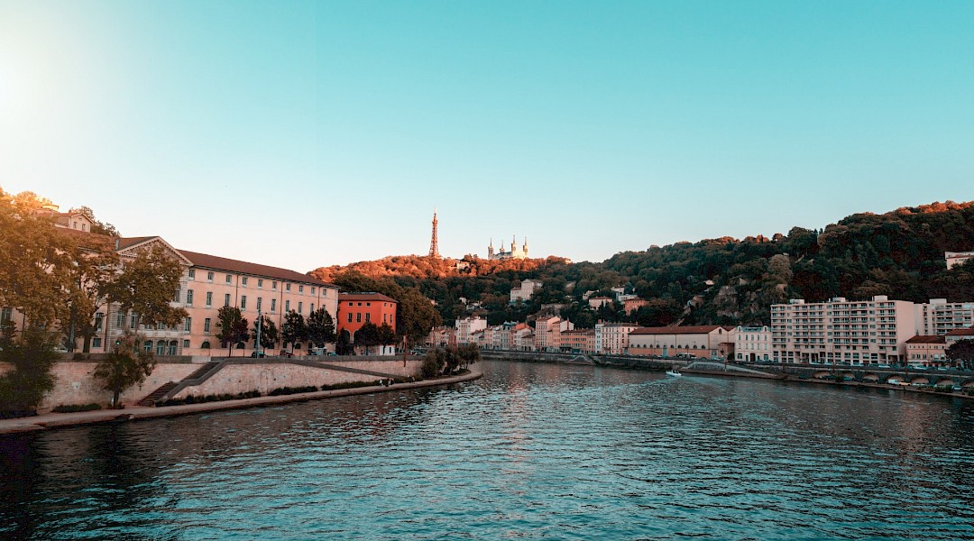 Lyon's river Rhone and a castle in the background. Mitchell Henderson@Unsplash