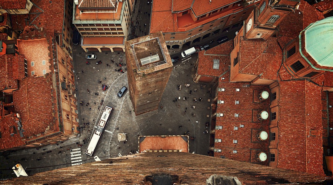 Bird-eye view of rooftops in the city center, Bologna, Italy. Bogdan Dada@Unsplash