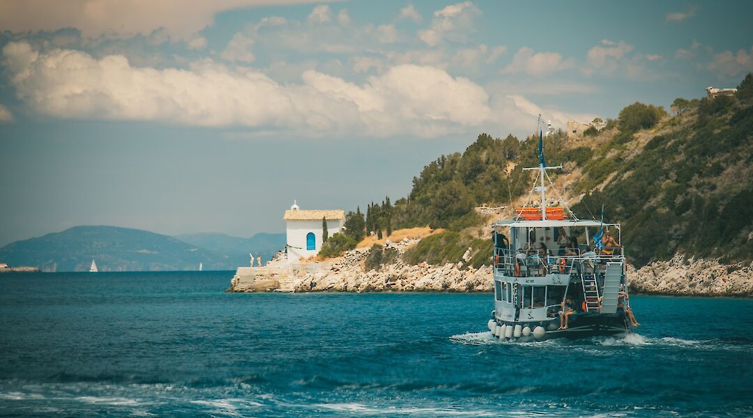Ferry off coast of Kefalonia, Greece. Unsplash: Raimond Klavins