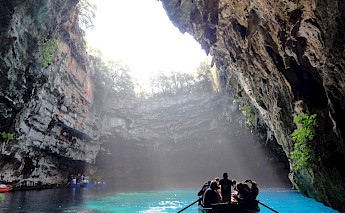 Melissani Lake, or Cave, as it's called, Kefalonia. Fae@Wikimedia Commons