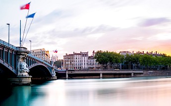 Sunset over Lyon's Lafayette Bridge. Kevin Bessat@Unsplash