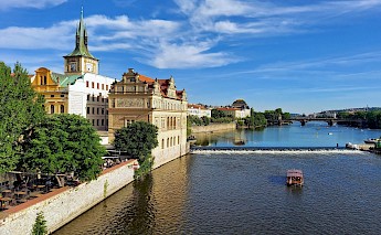 A boat along Vltava river, Prague, Czech Republic. P. Hughes@CC